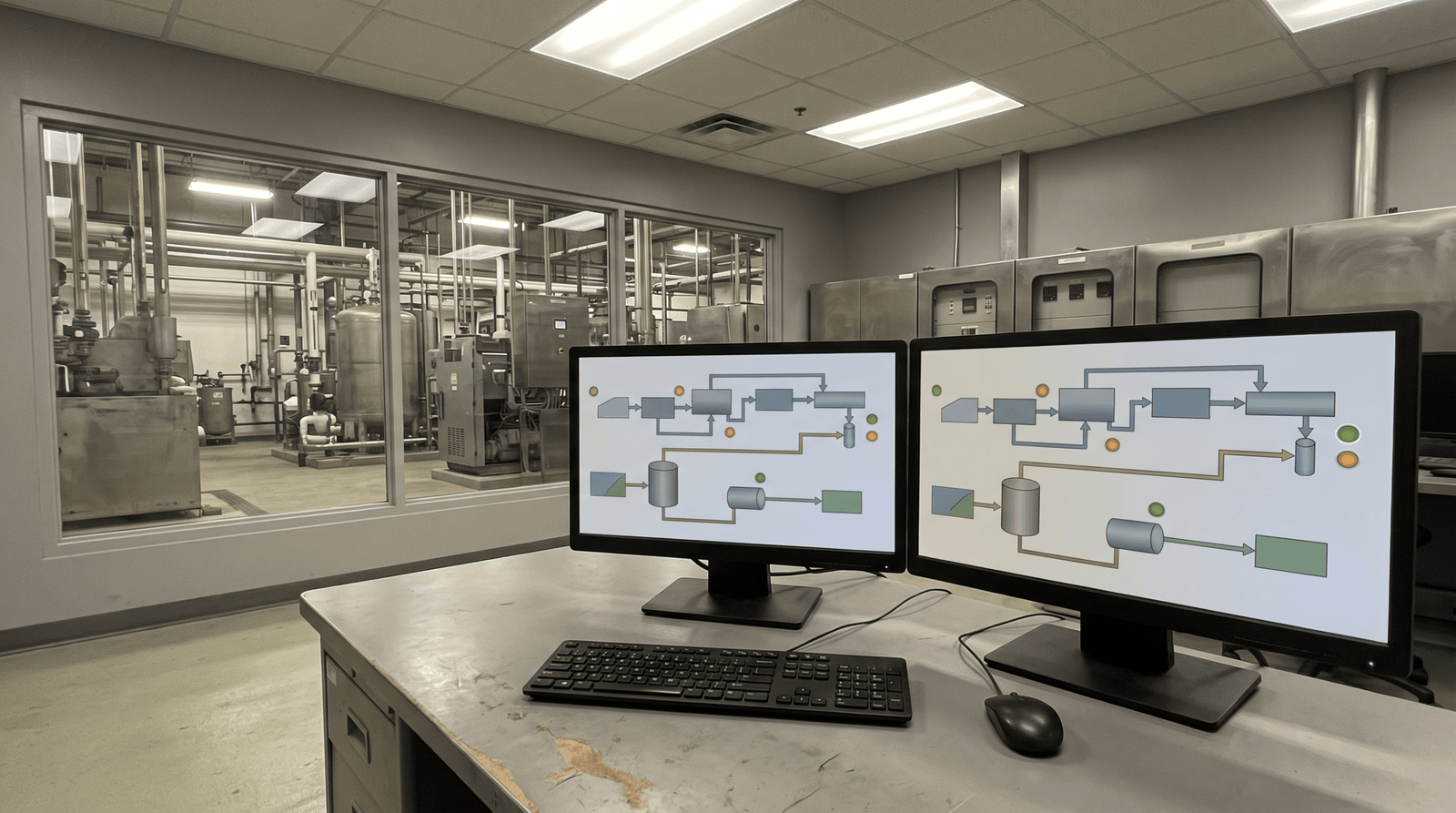 Sistema SCADA con visualización en tiempo real de variables de un proceso industrial en planta